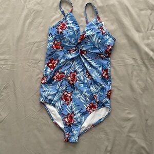 Grace Karin floral blue and red one piece swimsuit